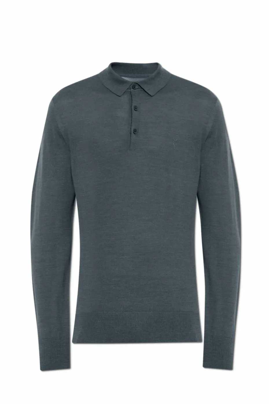 AllSaints NIEBIESKI Wełniany sweter z kołnierzem