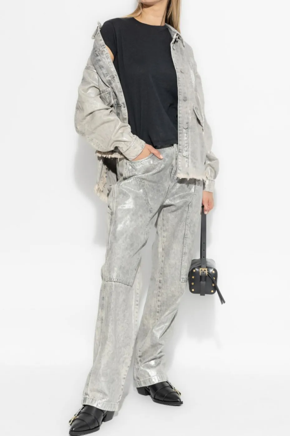 AllSaints SREBRNY Jeansy `Mia`
