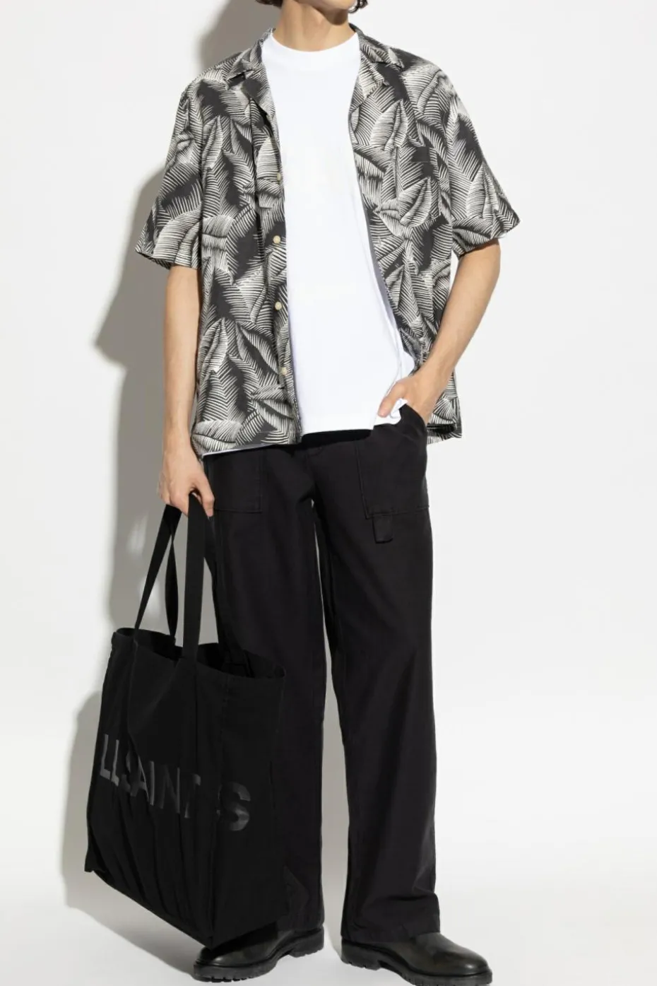 AllSaints SZARY Koszula `Marseille`