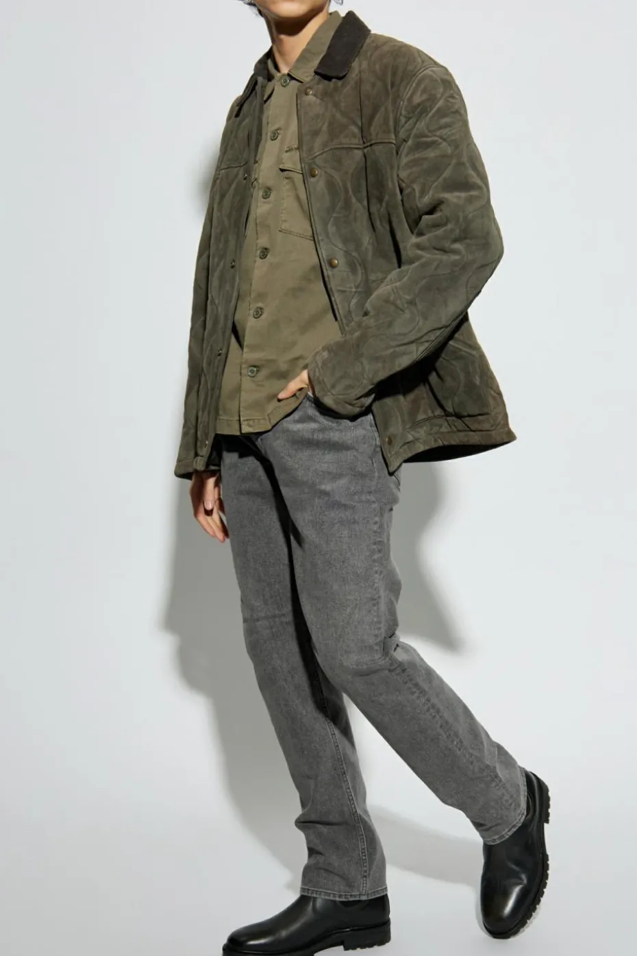 AllSaints ZIELONY Koszula `Spotter` z efektem `vintage`