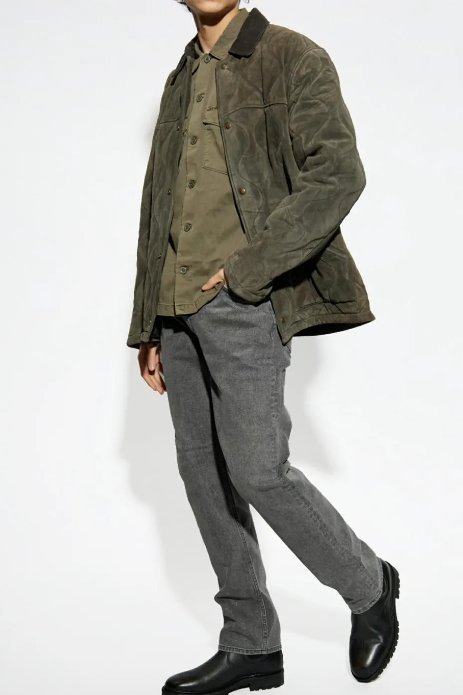 AllSaints ZIELONY Zamszowa kurtka `Dakota`