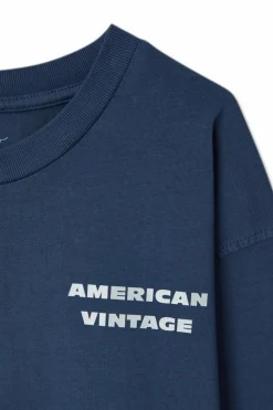 American Vintage Kids GRANATOWY T-shirt z logo