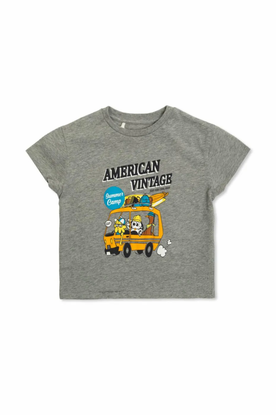 American Vintage Kids SZARY T-shirt z kolorowym nadrukiem