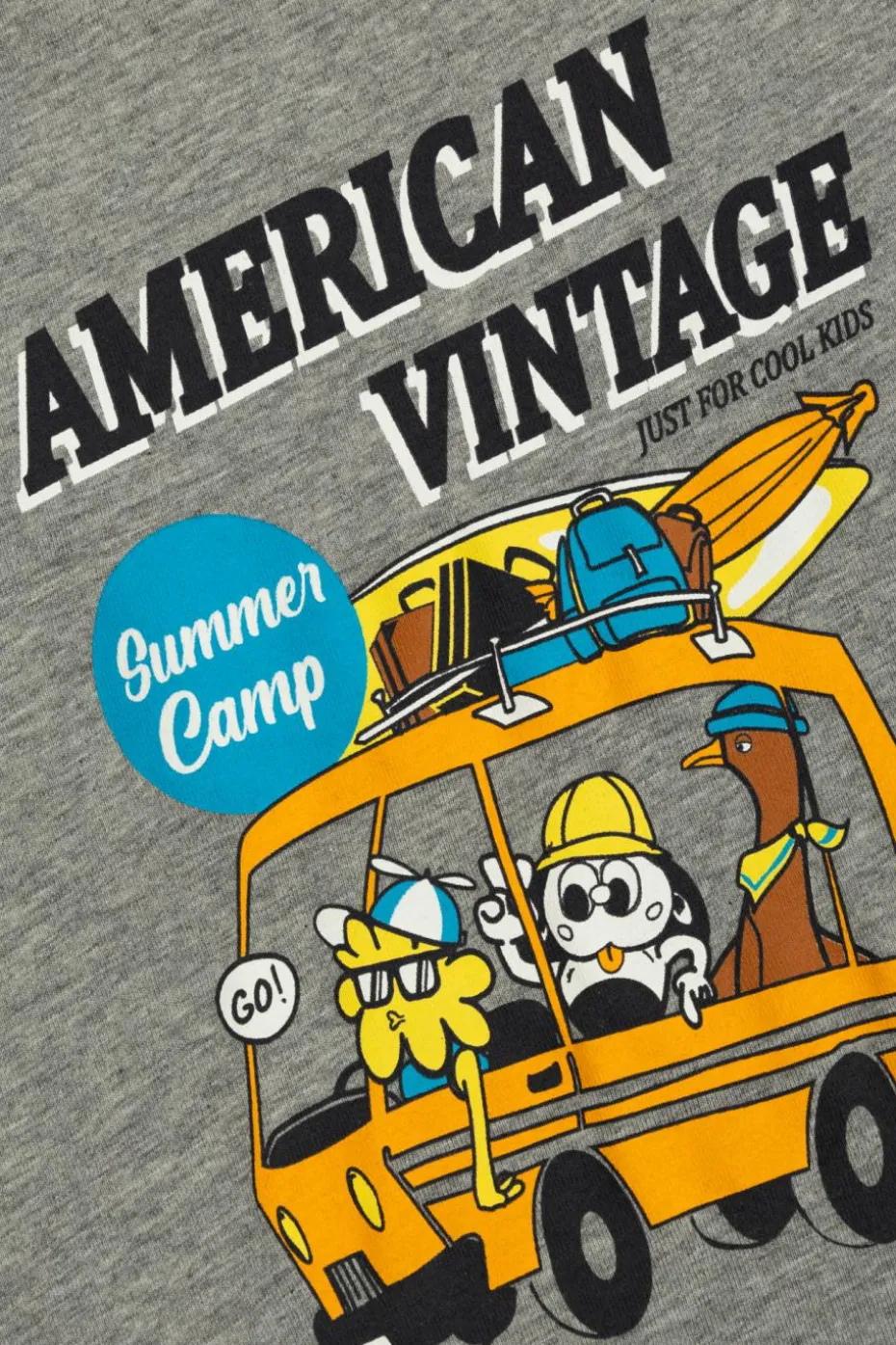 American Vintage Kids SZARY T-shirt z kolorowym nadrukiem