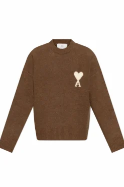 Ami Alexandre Mattiussi BRĄZOWY Sweter z logo