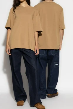 Ami Alexandre Mattiussi beżowy T-shirt z logo