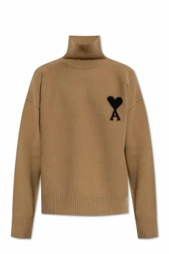 Ami Alexandre Mattiussi beżowy Wełniany golf