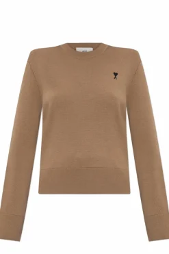 Ami Alexandre Mattiussi BRĄZOWY Sweter z logo