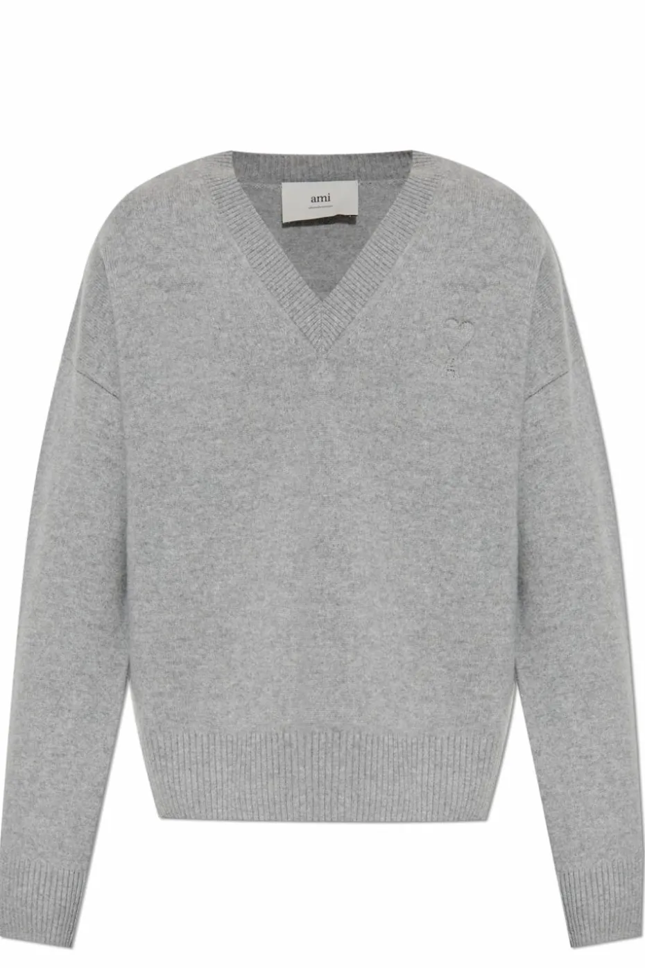 Ami Alexandre Mattiussi SZARY Sweter z logo