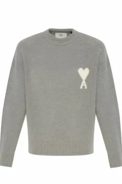 Ami Alexandre Mattiussi SZARY Sweter z logo