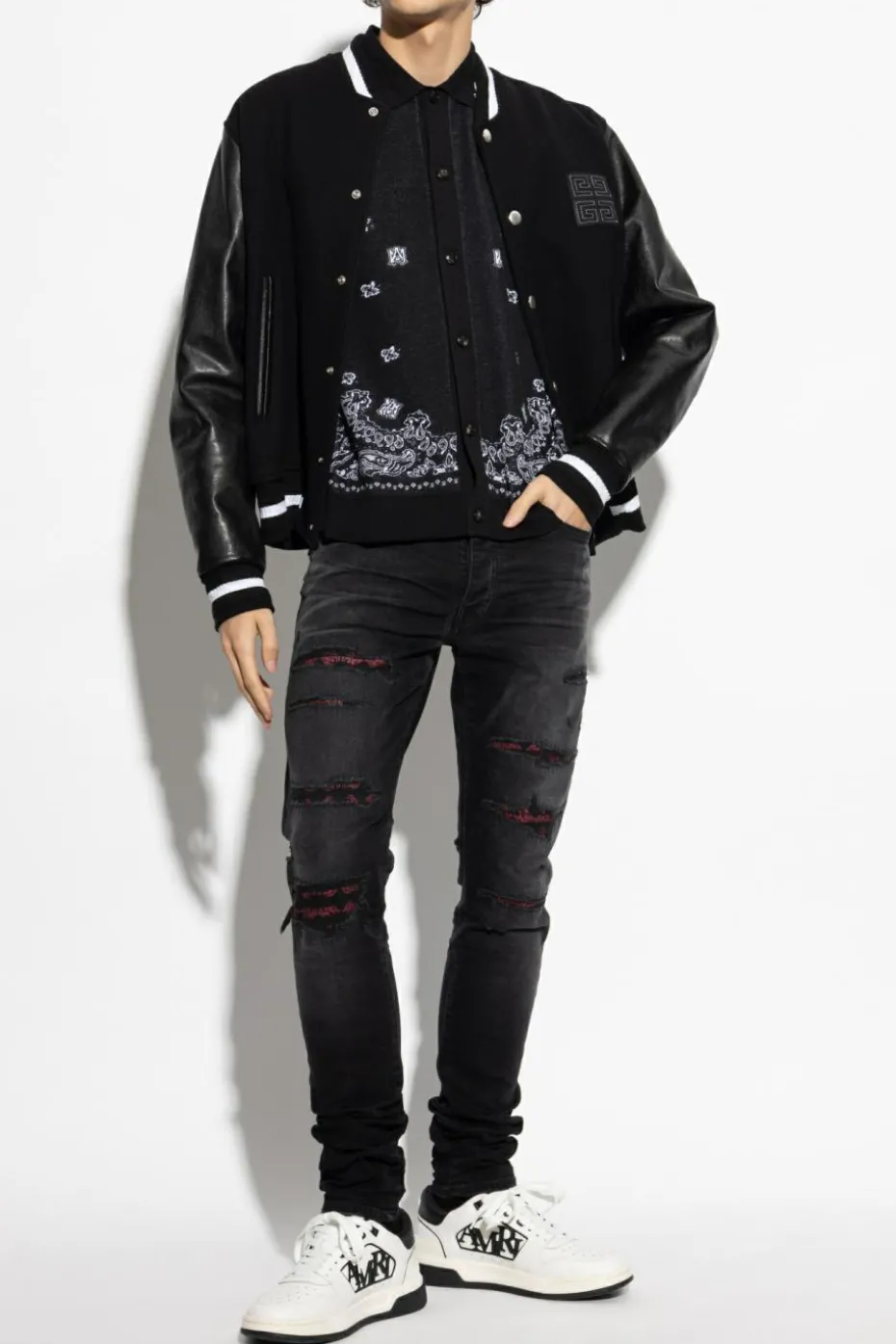 Amiri CZARNY Jeansy z efektem `vintage`