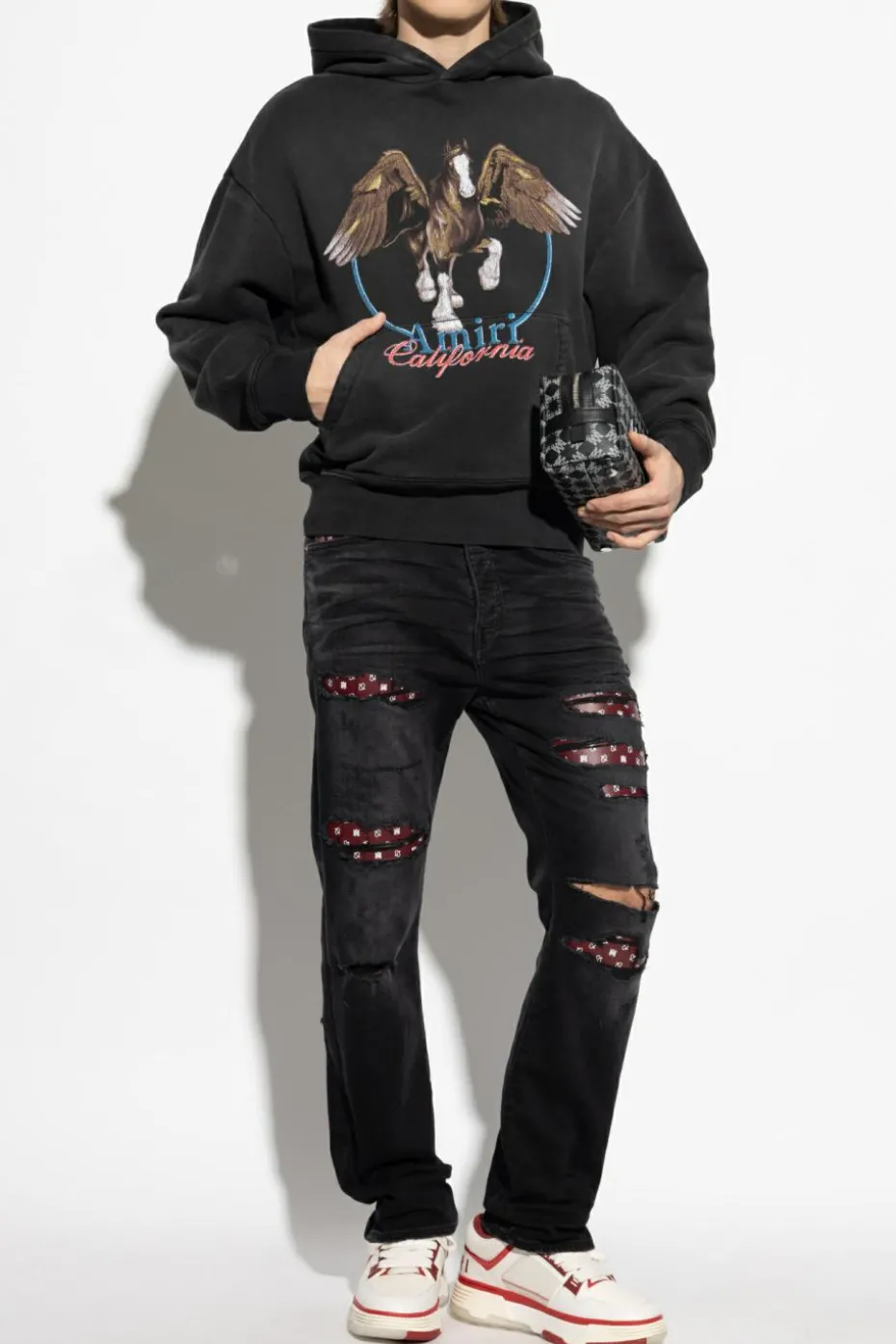 Amiri CZARNY Jeansy z efektem `vintage`