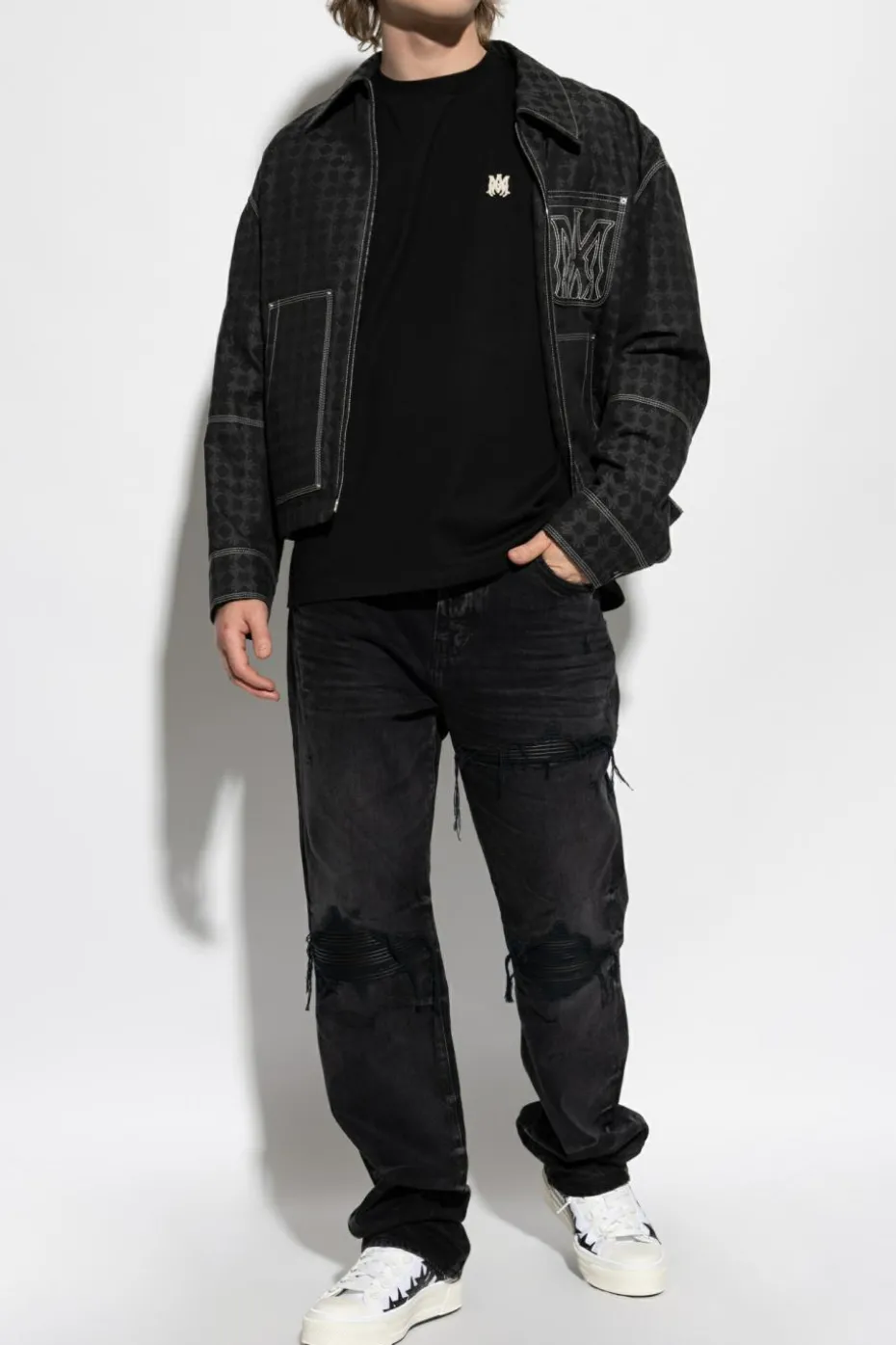 Amiri CZARNY Jeansy z logo