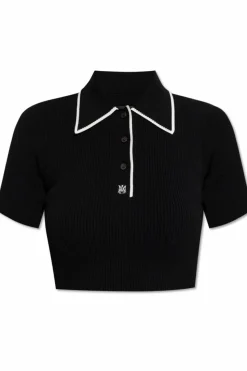 Amiri CZARNY Krótkie polo z logo