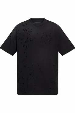 Amiri CZARNY T-shirt z efektem `vintage`