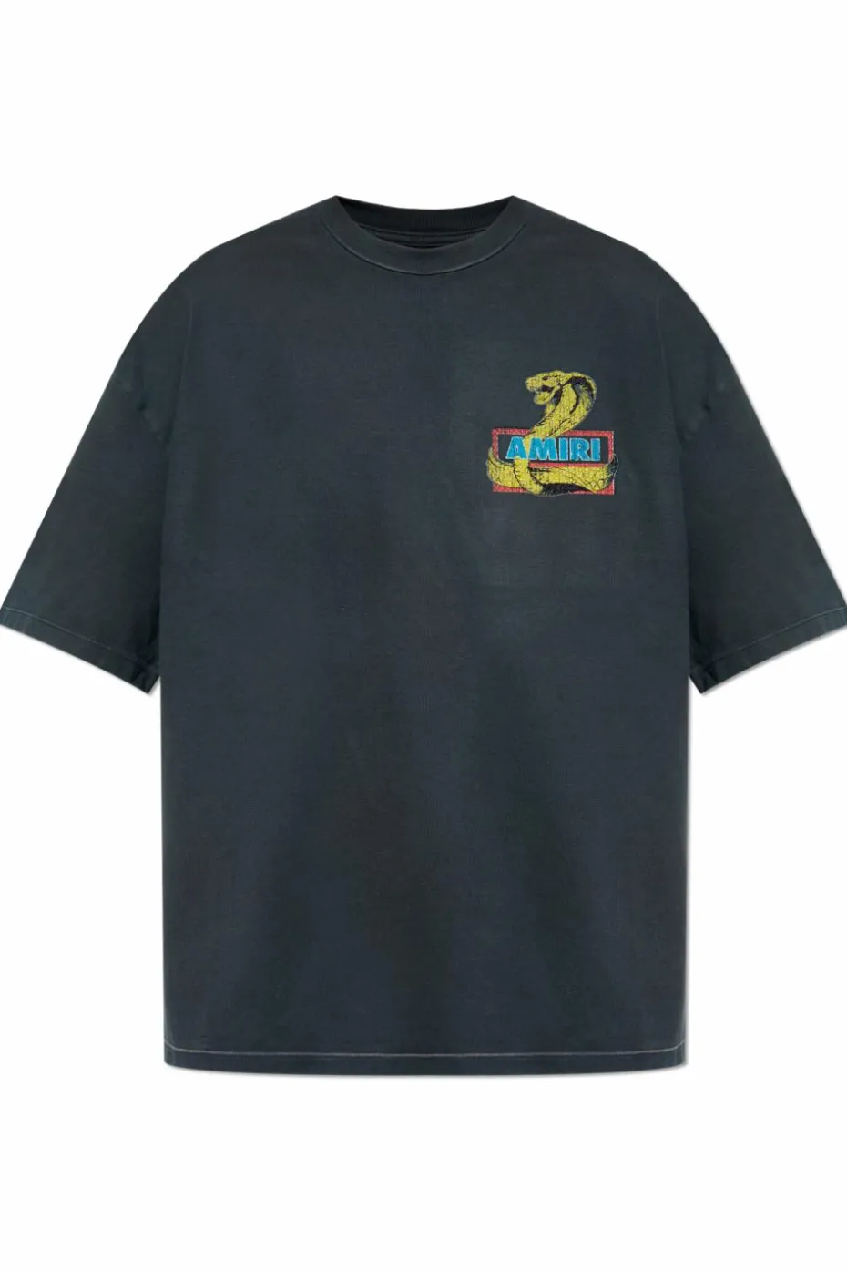 Amiri CZARNY T-shirt z nadrukiem i połyskującymi aplikacjami