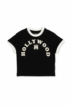 Amiri Kids CZARNY T-shirt z nadrukiem o aksamitnym wykończeniu