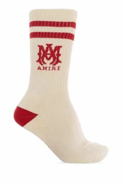 Amiri kremowy Skarpety z logo