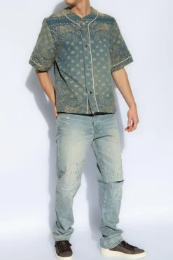 Amiri NIEBIESKI Jeansy z efektem ‘vintage’