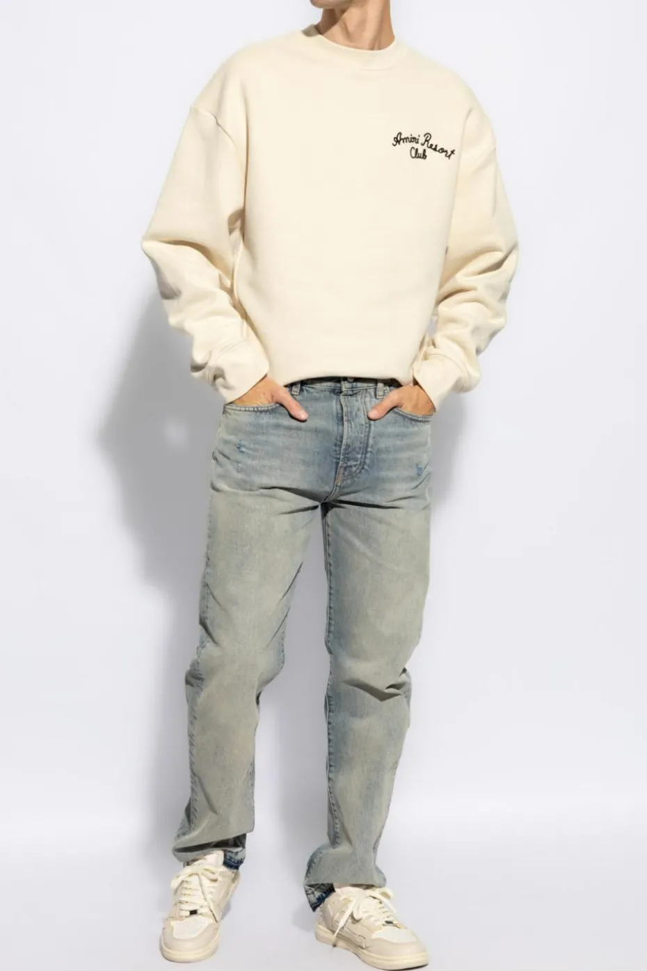 Amiri NIEBIESKI Jeansy z efektem `vintage`