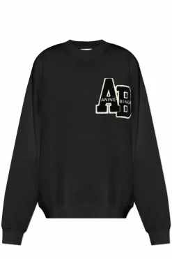 Anine Bing CZARNY Bluza z naszywką z logo