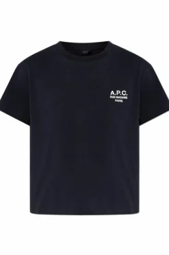 A.P.C. CZARNY T-shirt z wyszytym logo