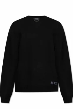 A.P.C. CZARNY Wełniany sweter z logo