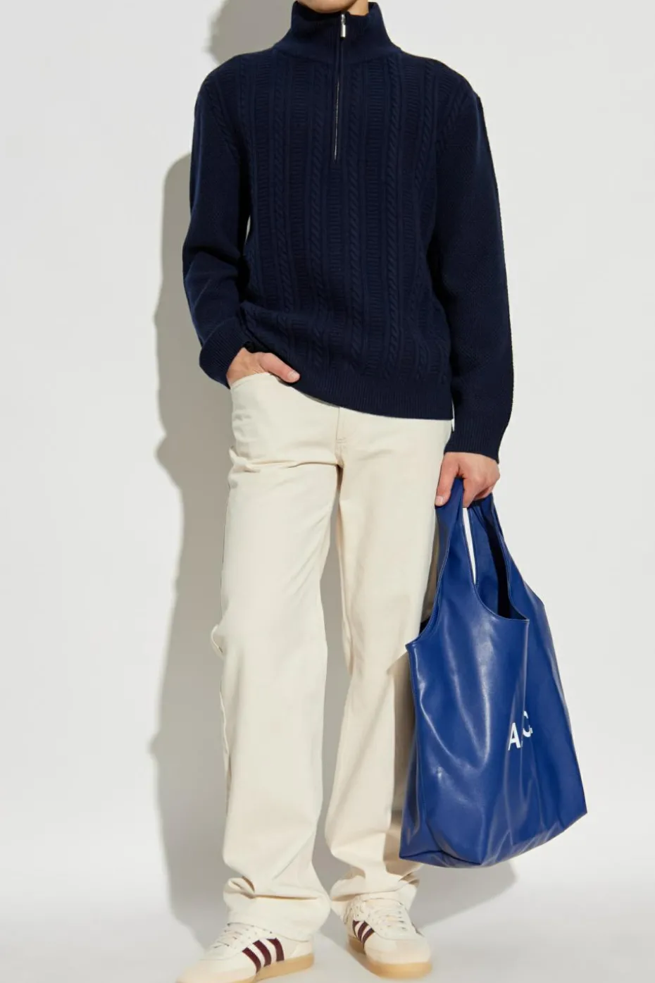 A.P.C. GRANATOWY Wełniany golf