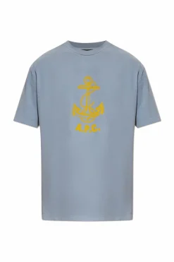 A.P.C. NIEBIESKI T-shirt z nadrukiem `Cohbs`