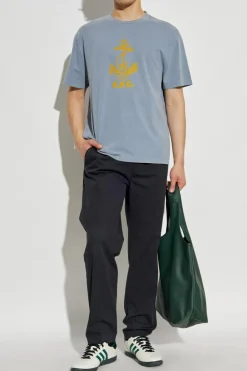 A.P.C. NIEBIESKI T-shirt z nadrukiem `Cohbs`