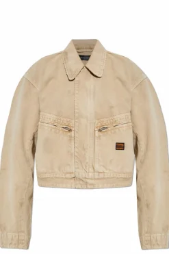 Balenciaga beżowy Jeansowa kurtka z efektem `vintage`