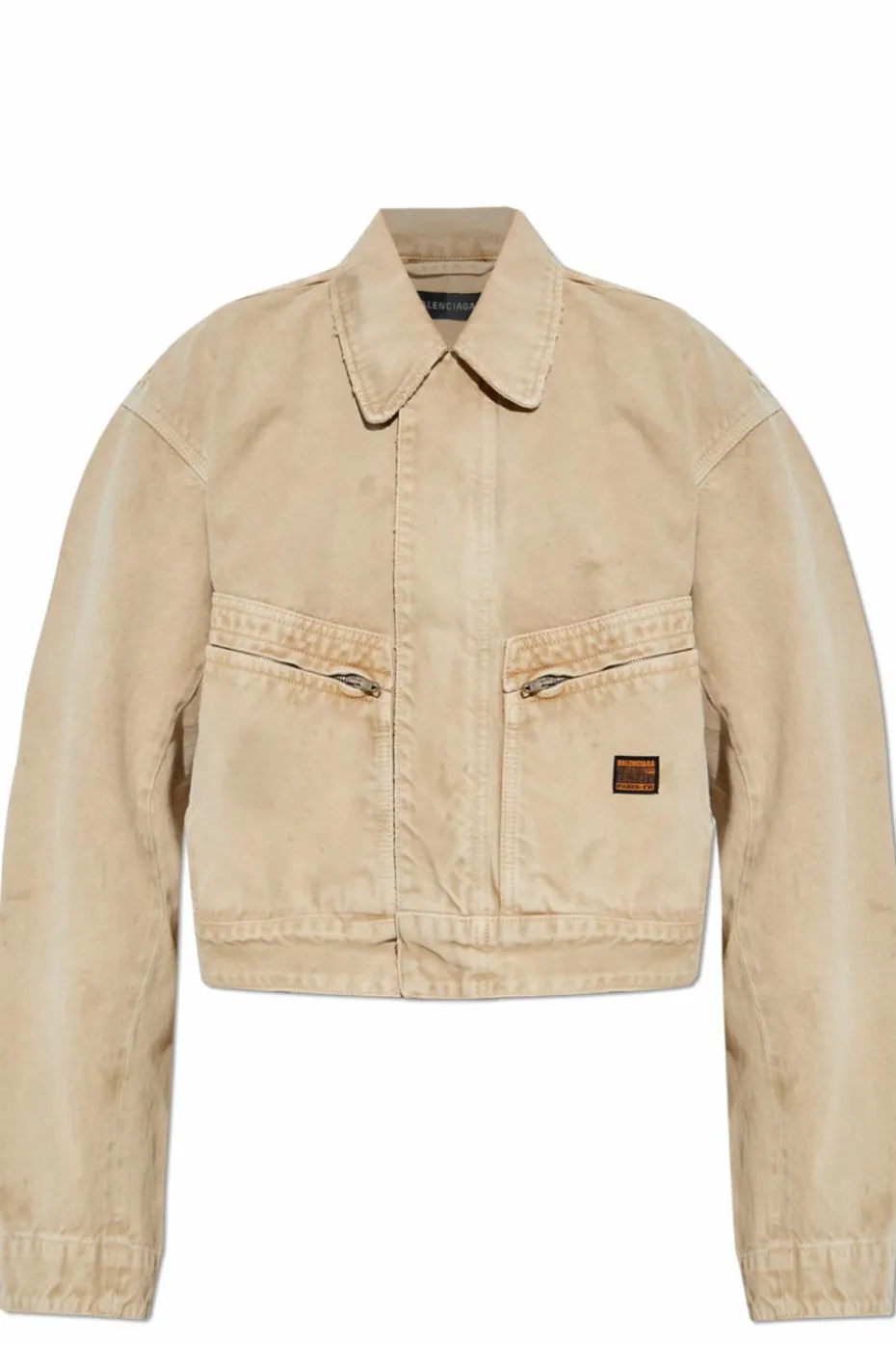 Balenciaga beżowy Jeansowa kurtka z efektem `vintage`