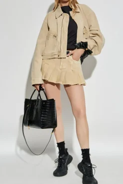Balenciaga beżowy Jeansowa kurtka z efektem `vintage`