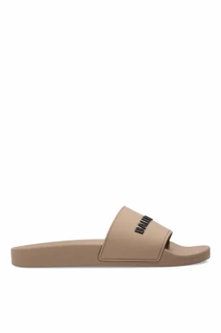 Balenciaga beżowy Klapki z logo