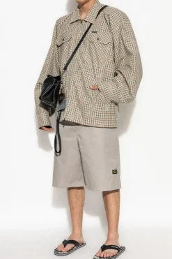 Balenciaga beżowy Kurtka z motywem kraty