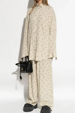Balenciaga beżowy Spodnie z logo