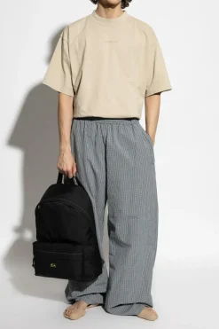 Balenciaga beżowy T-shirt z wyszytym logo