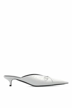 Balenciaga BIAŁY Klapki na obcasie ‘Knife Bow’
