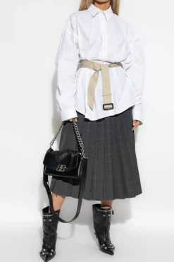 Balenciaga BIAŁY Koszula z paskiem w talii