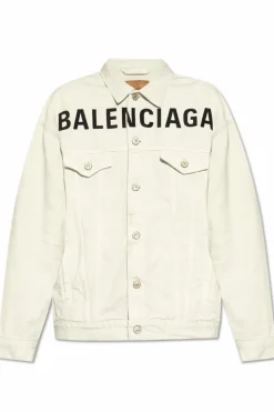 Balenciaga BIAŁY Kurtka jeansowa z logo