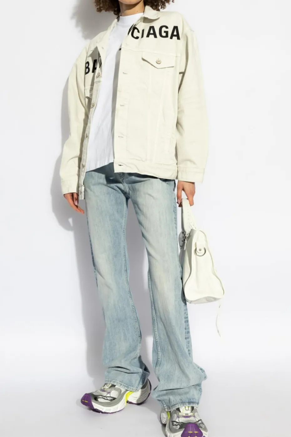 Balenciaga BIAŁY Kurtka jeansowa z logo