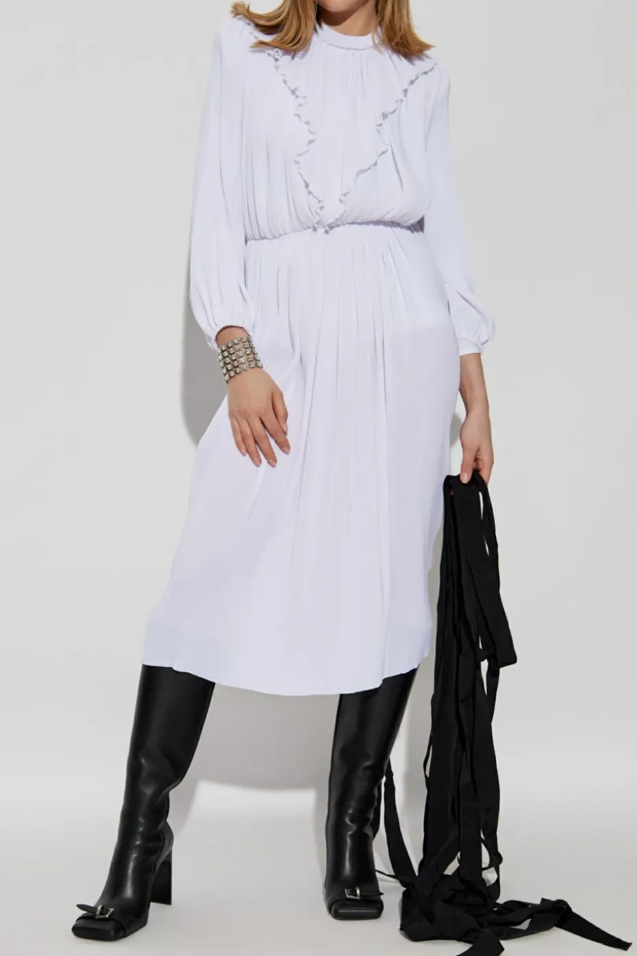 Balenciaga BIAŁY Plisowana sukienka