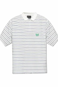 Balenciaga BIAŁY Polo ze wzorem w prążki