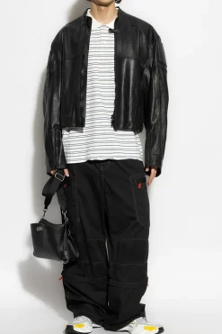 Balenciaga BIAŁY Polo ze wzorem w prążki