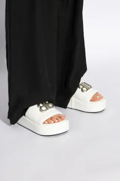 Balenciaga BIAŁY Skórzane klapki
