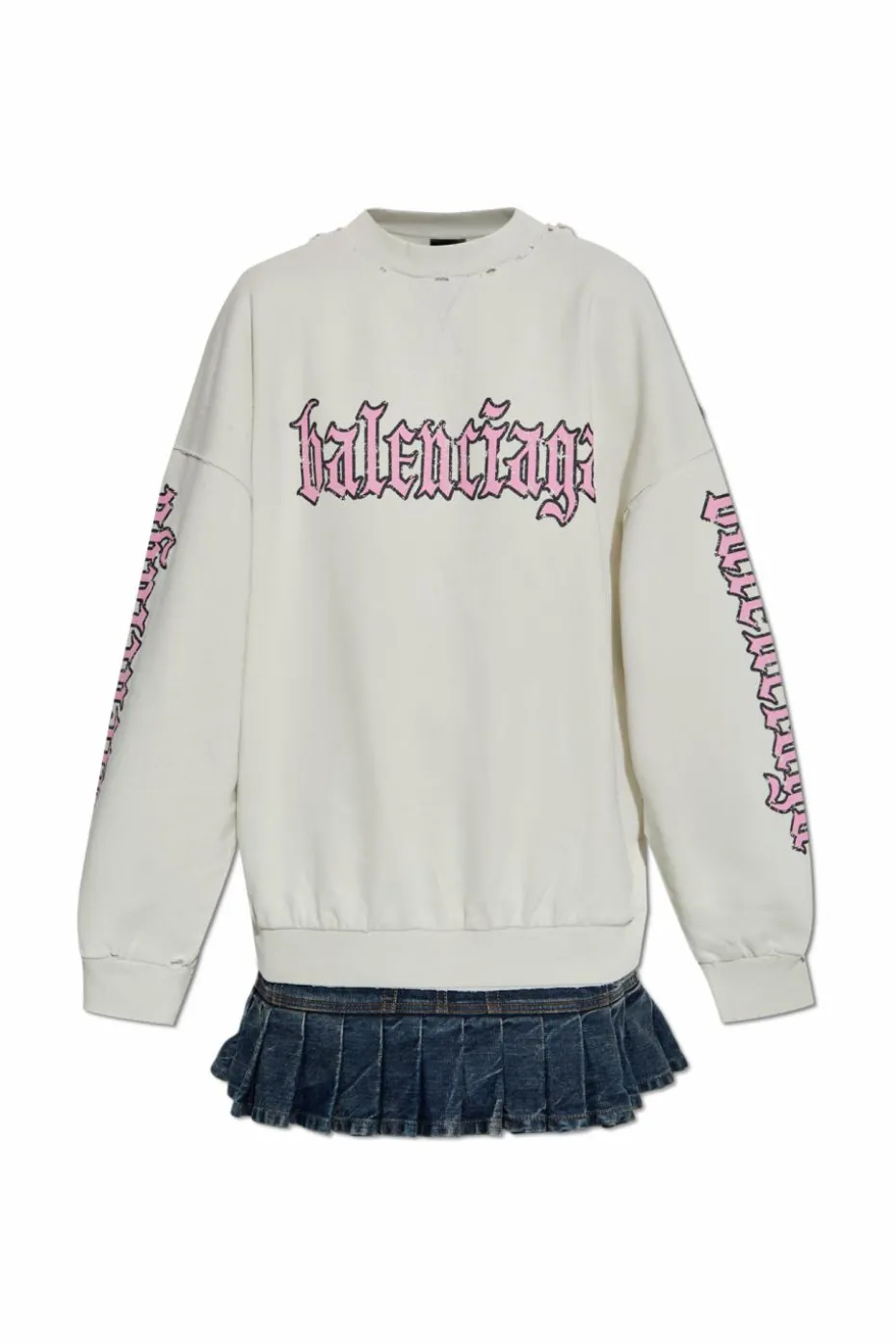 Balenciaga BIAŁY Sukienka z efektem `vintage`