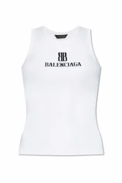Balenciaga BIAŁY Top z logo