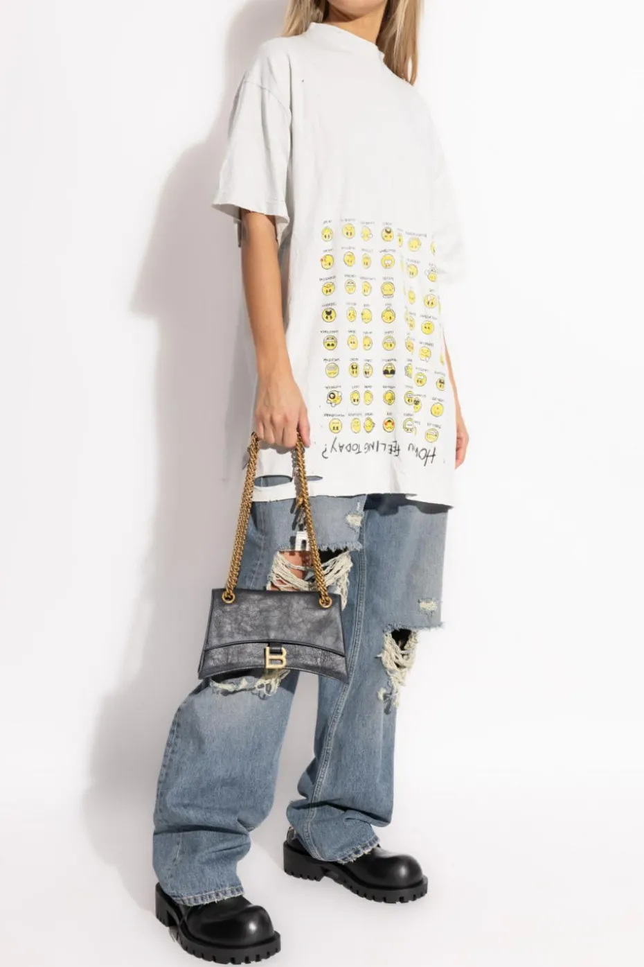 Balenciaga BIAŁY T-shirt z efektem `vintage`
