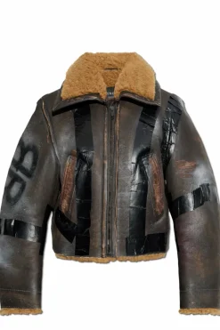 Balenciaga BRĄZOWY Kożuch z efektem vintage