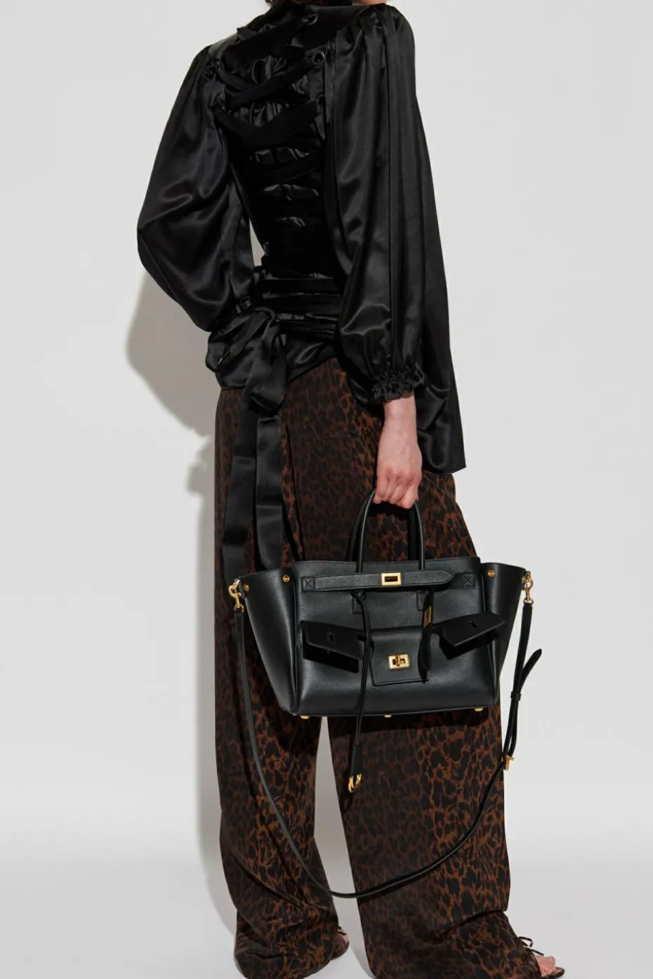 Balenciaga BRĄZOWY Spodnie z motywem zwierzęcym